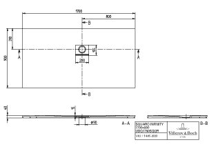 Villeroy & Boch Squaro infinity douchevloer - 170x90cm - stone white - udq1790sqi2rv-rw - Afbeelding 4