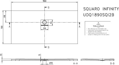 Villeroy & Boch Squaro infinity douchevloer - 180x90cm - stone white - udq1890sqi2bv-rw - Afbeelding 9