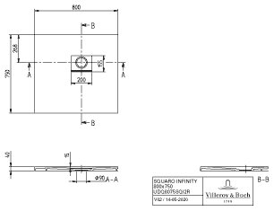 Villeroy & Boch Squaro infinity douchevloer - 80x75cm - anthracite - udq8075sqi2rv-1s - Afbeelding 6