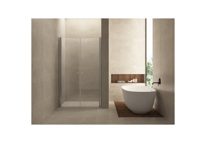 Wiesbaden Wiesbaden Douchedeur - 2 Pendeldeuren - 90x200cm - 6mm NANO coating glas - Chroom - Nisdeur - 20.3824