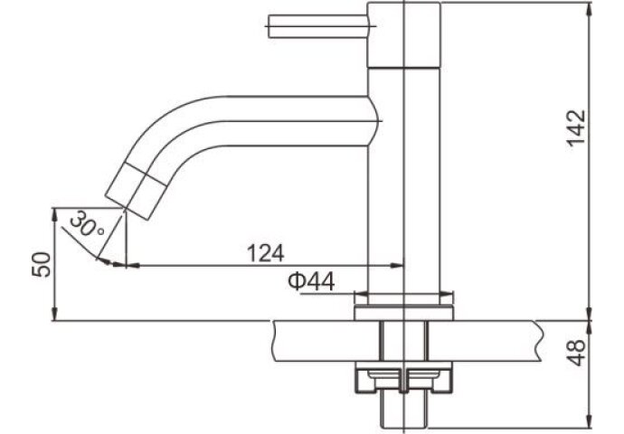 Wiesbaden Wiesbaden 304-Verona RVS toiletkraan 1/2" gebogen uitloop - 24.3715