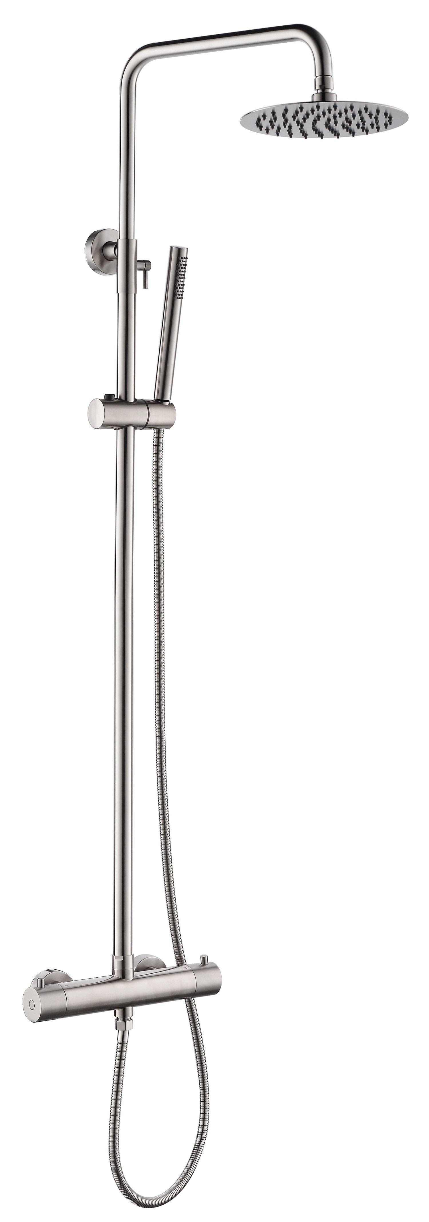 Wiesbaden 304 thermostatische regendoucheset opbouw geborsteld RVS - 24.3720