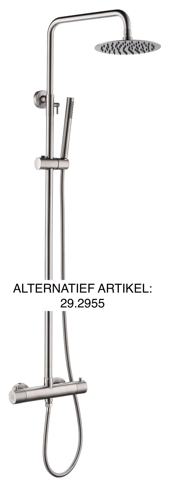 Wiesbaden 304 thermostatische regendoucheset opbouw geborsteld RVS - 24.3720 - Afbeelding 2