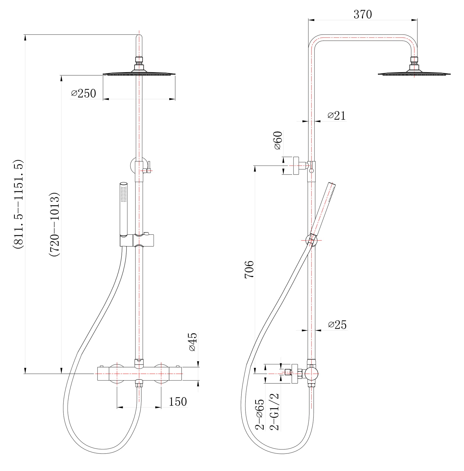 Wiesbaden 304 thermostatische regendoucheset opbouw geborsteld RVS - 24.3720 - Afbeelding 3