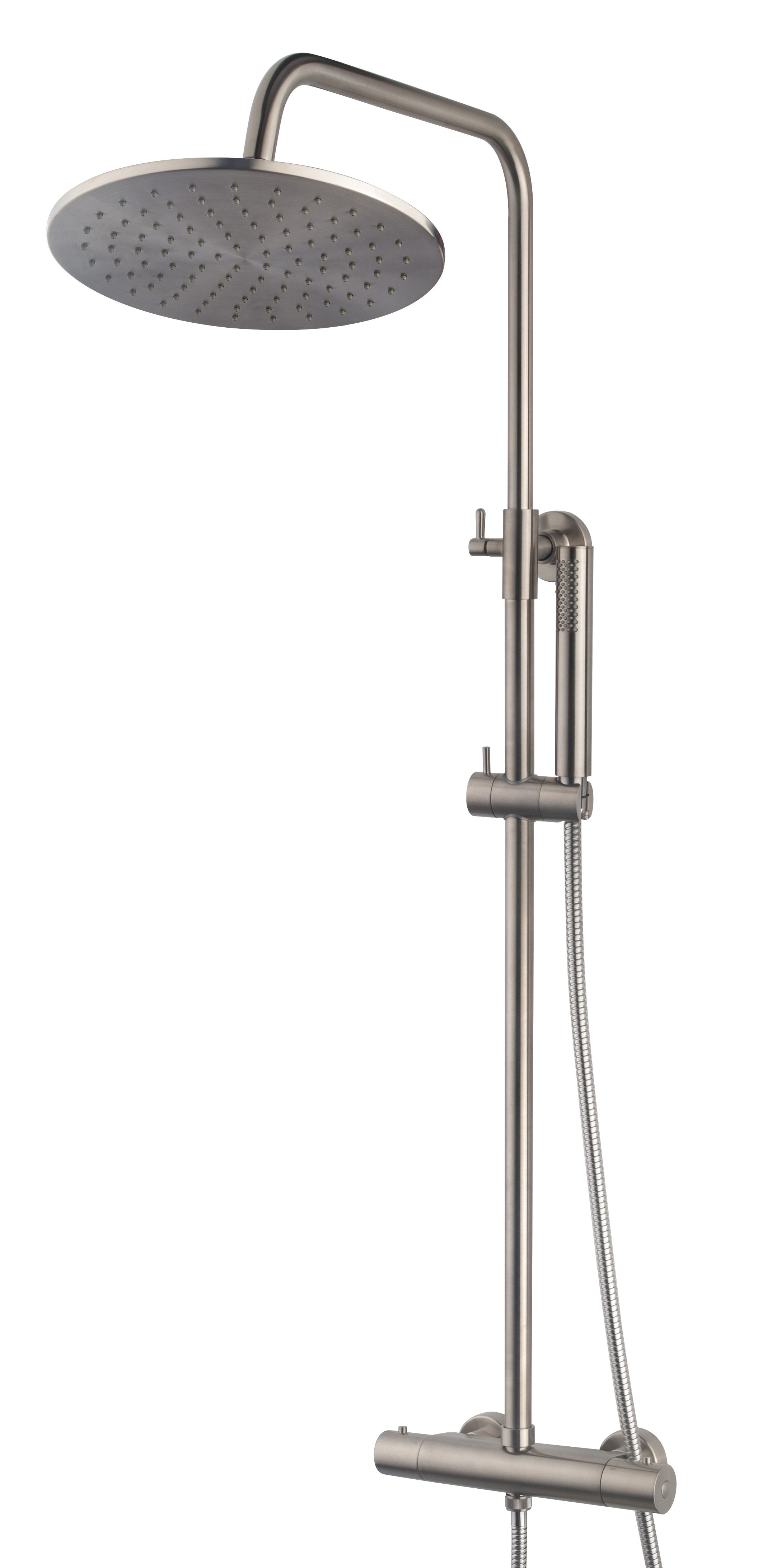 Wiesbaden Caral thermostatische regendoucheset opbouw geborsteld staal PVD - 29.2955