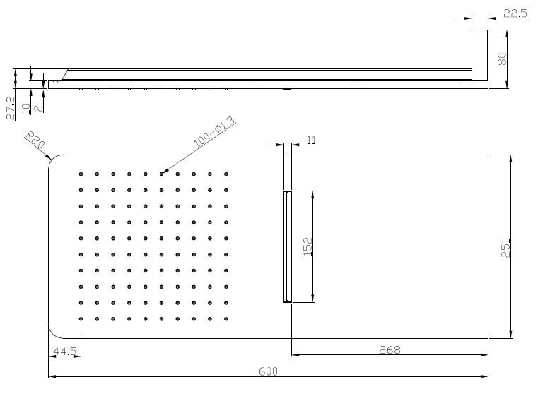 Wiesbaden Wandhoofddouche met waterval vierkant 600 x 25 mm chroom - 29.3808 - Afbeelding 3