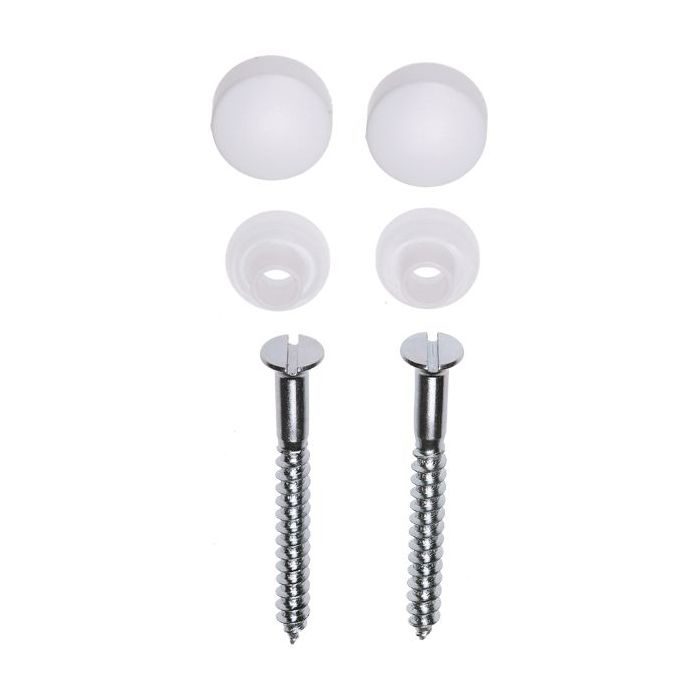 Wiesbaden Potschroevenset zonder plug 2 stuks verzinkt 6 x 70 mm afdekdop wit - 32.3536