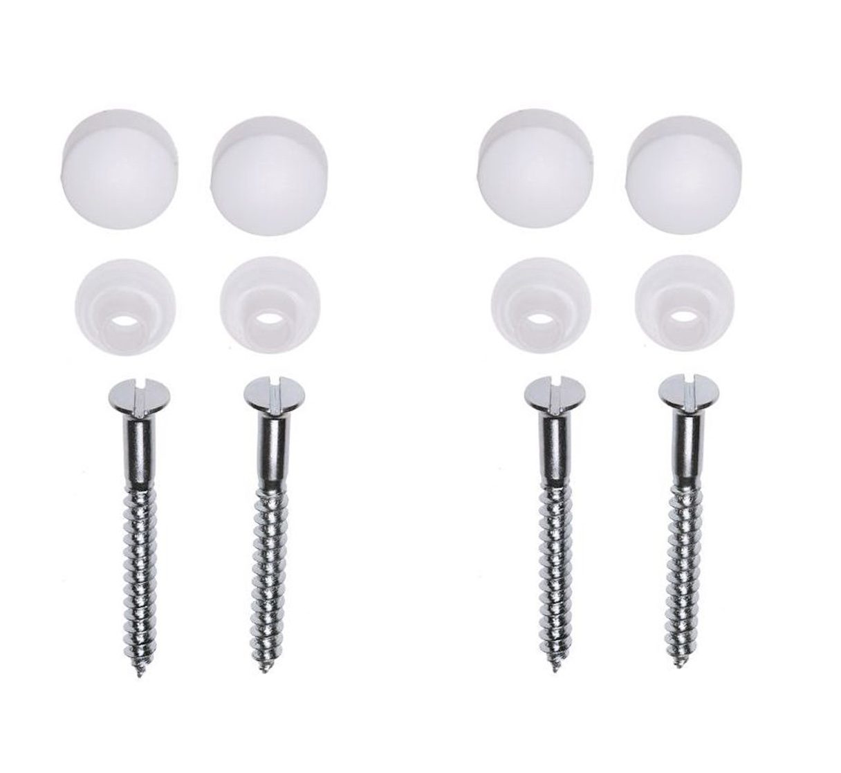 Wiesbaden Potschroevenset zonder plug 4 stuks verzinkt 6 x 60 mm afdekdop wit - 32.3544