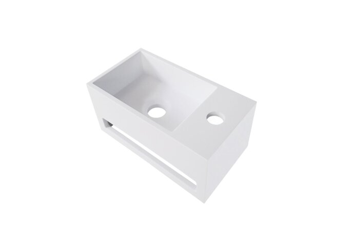Wiesbaden Fontein met Handdoekhouder Wiesbaden Solid Surface (kraangat rechts) 35.6x20.3x15.9 cm Mat Wit - 36.4051