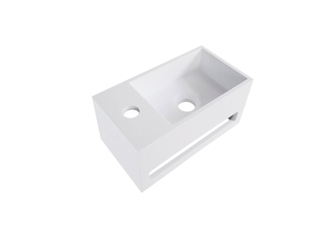 Wiesbaden Fontein met Handdoekhouder Wiesbaden Solid Surface (kraangat links) 35.6x20.3x15.9 cm Mat Wit - 36.4052