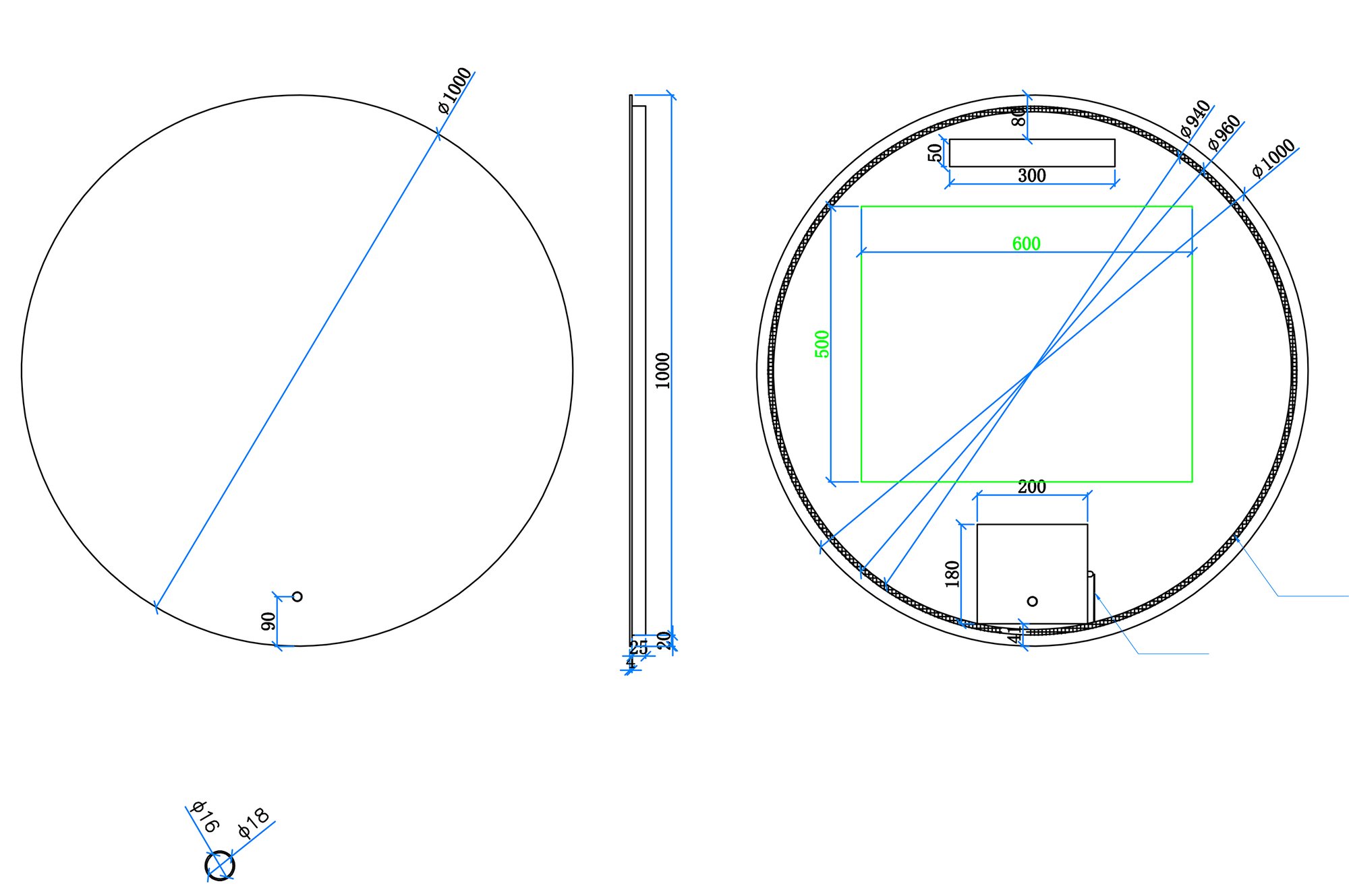 Wiesbaden Giro spiegel rond met LED, dimbaar en spiegelverwarming 100 cm - 38.3717 - Afbeelding 5