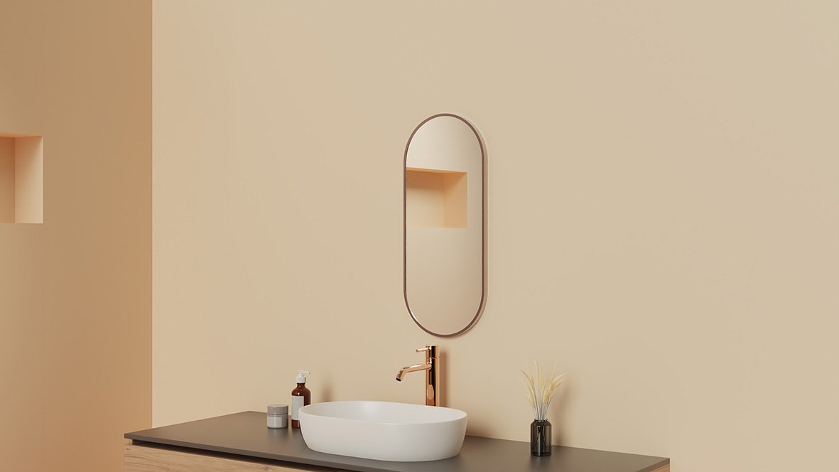 Wiesbaden Renk spiegel met lijst ovaal 30 x 70 cm geborsteld brons koper - 38.3721 - Afbeelding 2