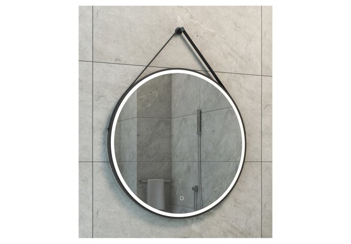 Wiesbaden Spiegel Rond met Band Wiesbaden Cinto Ledverlichting en Spiegelverwarming 80 cm Mat Zwart - 38.4178