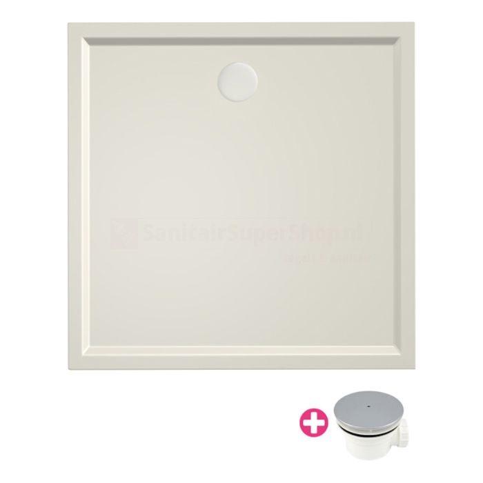 Douchebak Xenz Mariana - 100x100x4 cm - Incl.Afvoersifon-Chroom - Acryl - Vierkant - Pergamon glans - 6837-02