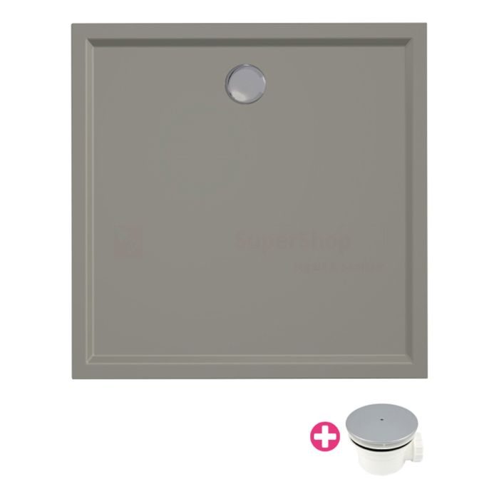 Douchebak Xenz Mariana - 100x100x4 cm - Incl.Afvoersifon-Chroom - Acryl - Vierkant - Cement mat - 6837-06