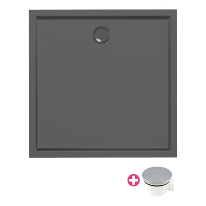 Douchebak Xenz Mariana - 100x100x4 cm - Incl.Afvoersifon-Chroom - Acryl - Vierkant - Zwart mat - 6837-29