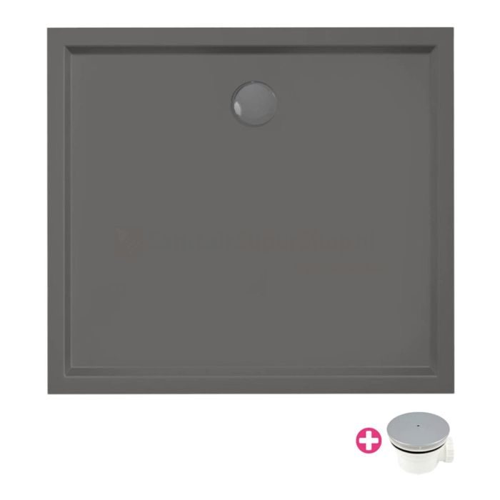 Douchebak Xenz Mariana - 100x90x4 cm - Incl.Afvoersifon-Chroom - Acryl - Rechthoekig - Antraciet mat - 6858-05