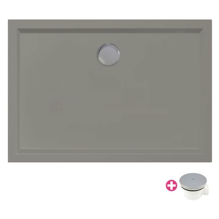 Douchebak Xenz Mariana - 100x70x4 cm - Incl.Afvoersifon-Chroom - Acryl - Rechthoekig - Cement mat - 6931-06
