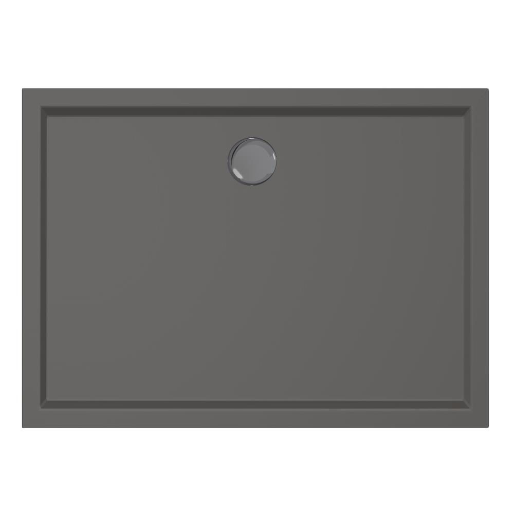 Douchebak Xenz Mariana - 110x80x4 cm - Incl.Afvoersifon-Chroom - Acryl - Rechthoekig - Antraciet mat - 6933-05