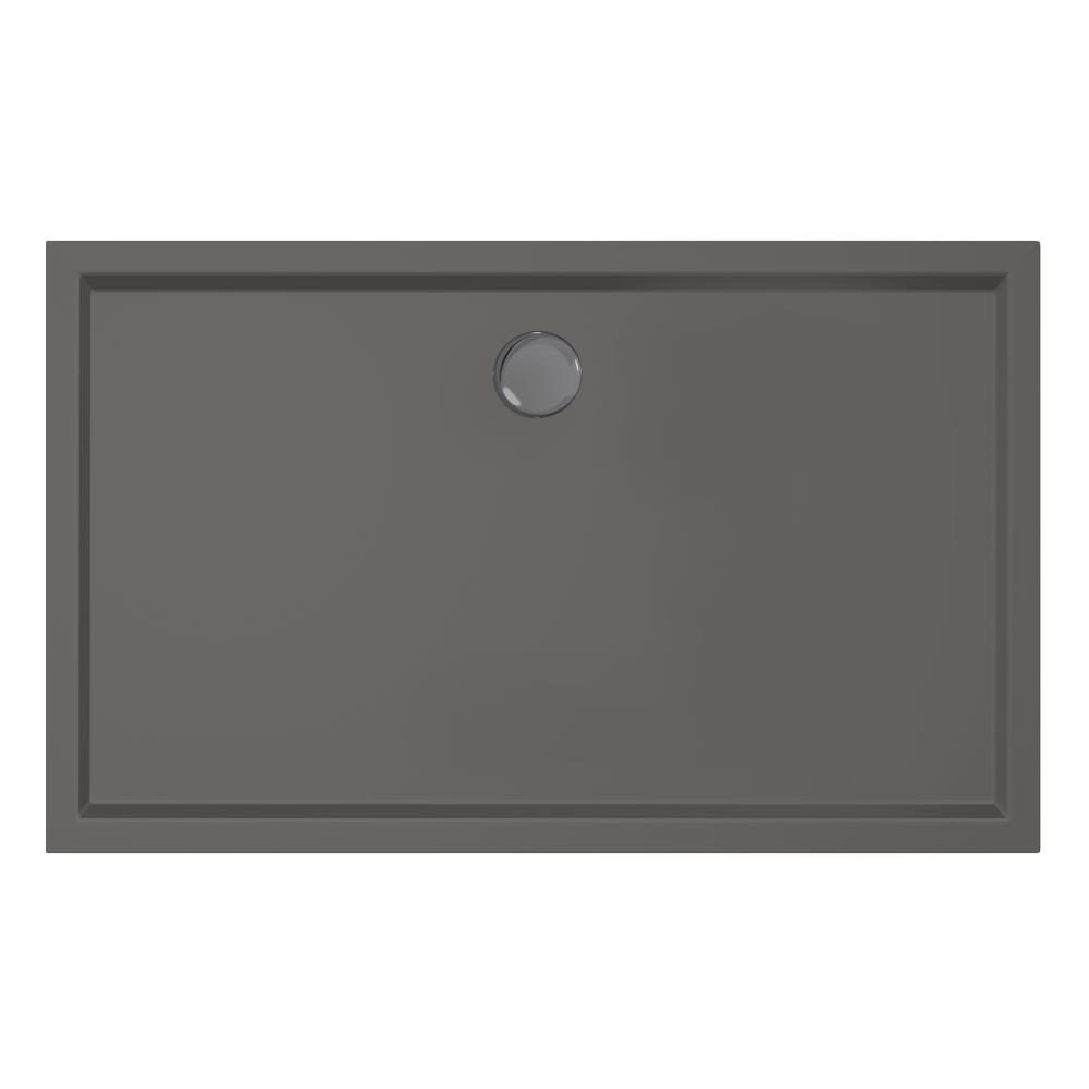 Douchebak Xenz Mariana - 130x80x4 cm - Incl.Afvoersifon-Chroom - Acryl - Rechthoekig - Antraciet mat - 6934-05
