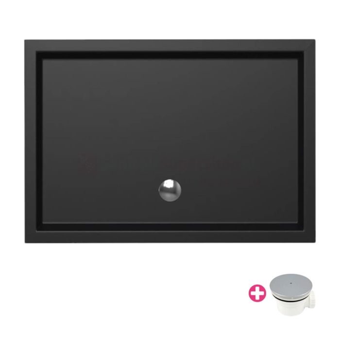 Douchebak Xenz Mariana - 100x75x4 cm - Incl.Afvoersifon-Chroom - Acryl - Rechthoekig - Zwart mat - 6979-29