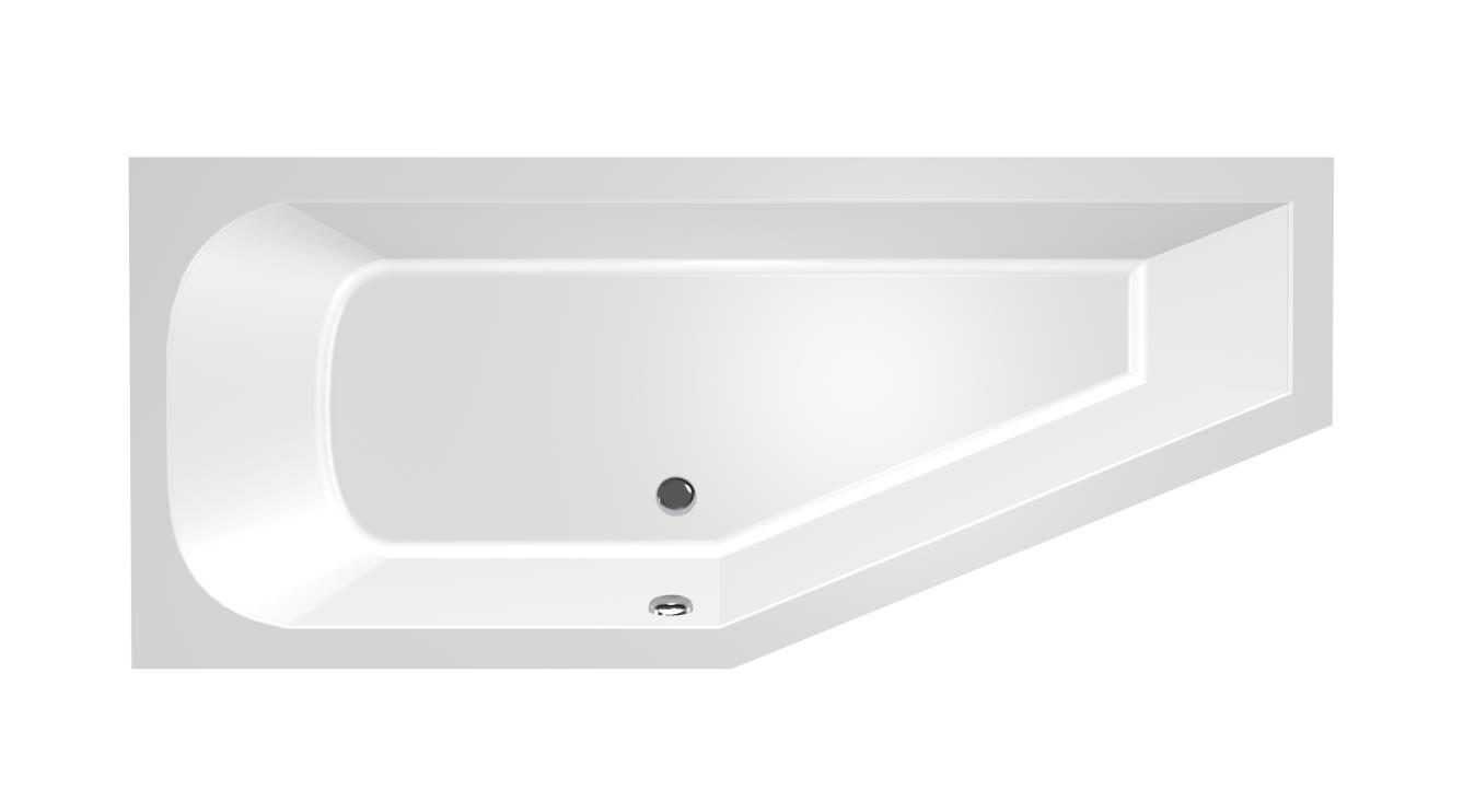 Ruimtebesparend bad Xenz Lagoon compact - Links - 170x75 cm - Incl.Badafvoer - Met overloop - Acryl - Glans wit - 6982-01