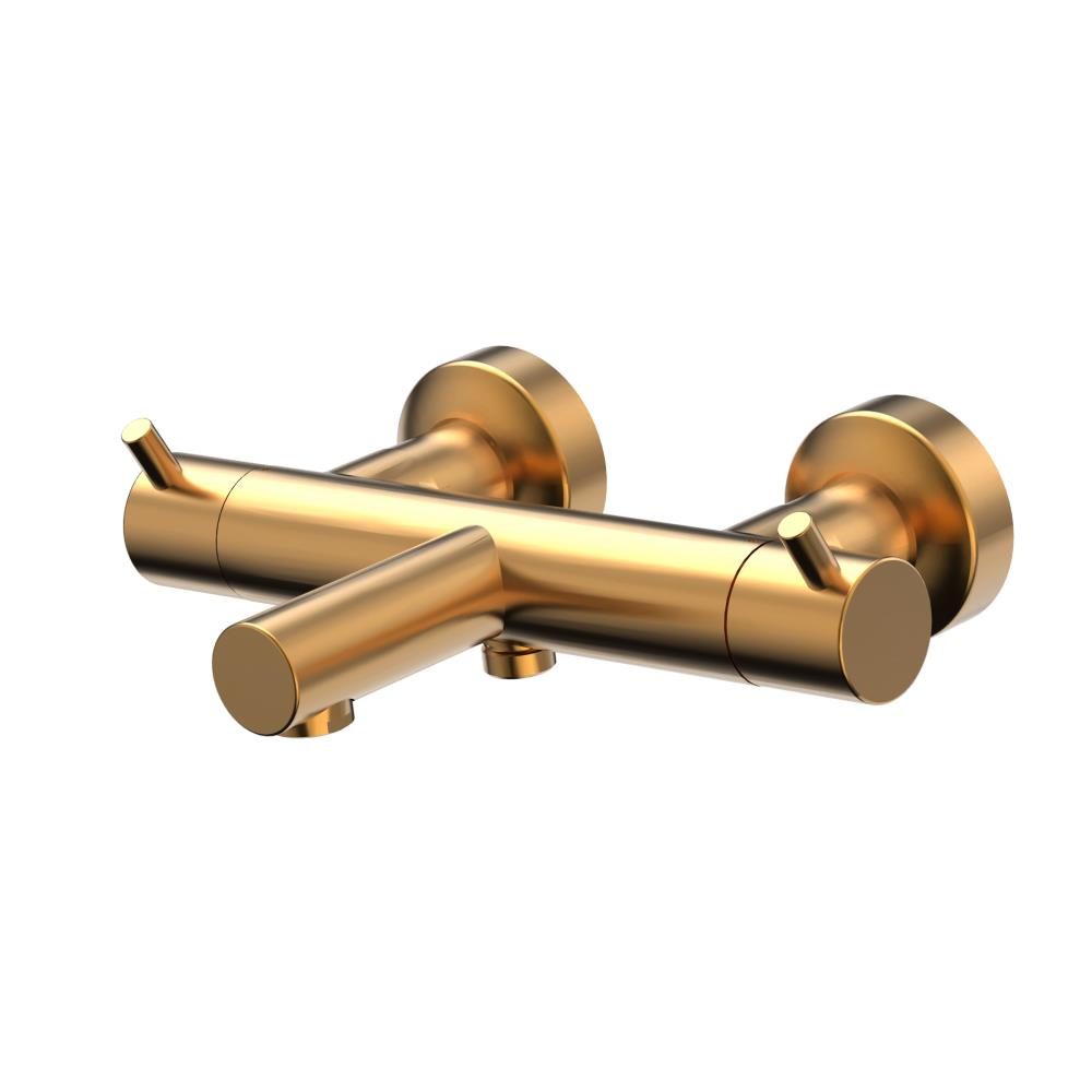 Badkraan Xenz Duero - Opbouw - Thermostaatkraan - 2-weg - 2-hendels - Rond - Goud mat 24k - DU5438-81